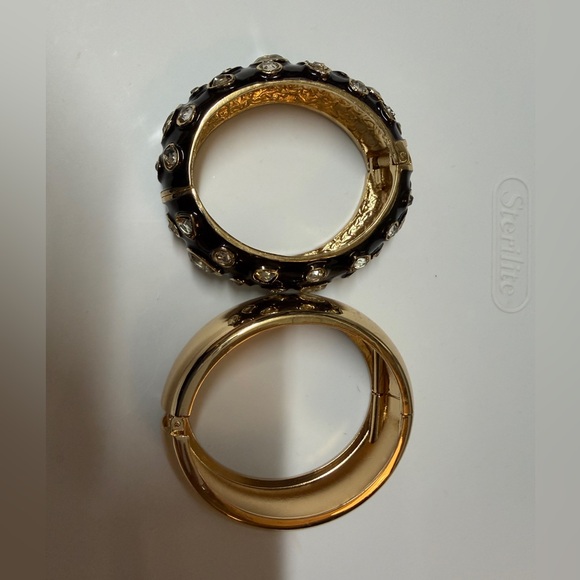 Zara Bracelet Jewel Bangle Bundle Gold Black Rhinestones - Picture 2 of 4